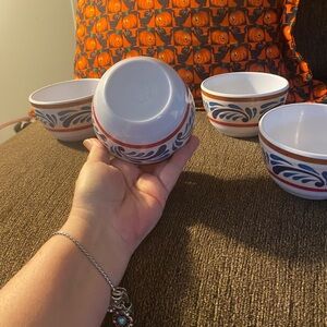 Lovely Blue and Orange Patterned dessert bowls bohemian melanine bowl set